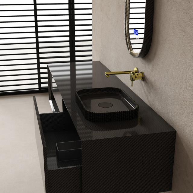 Wholesale High End Quality Carbon Fiber Wall Mounted Bathroom Cabinet Unit MC-V9996