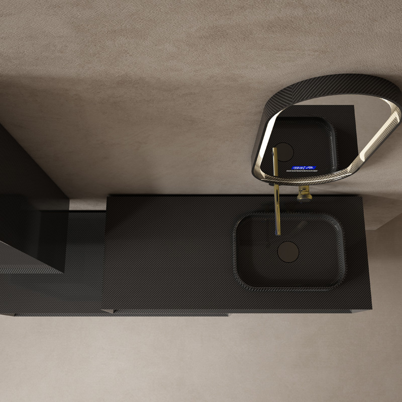 Wholesale Price Carbon Fiber Wall Mounted Bathroom Cabinet Unit With Side Cabinet MC-V9999