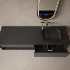 Wholesale High End Quality Carbon Fiber Wall Mounted Bathroom Cabinet Unit MC-V9996
