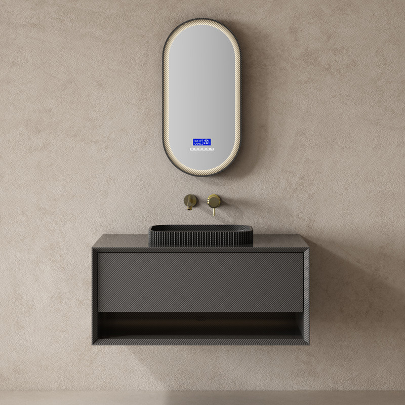 Factory Supply Quality Assurance Carbon Fiber Floating Bathroom Vanity Unit With Countertop Basins MC-V9980