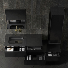 Factory Supply Quality Assurance Carbon Fiber Wall Mounted Bathroom Vanity Unit with Side Cabinet MC-V9969