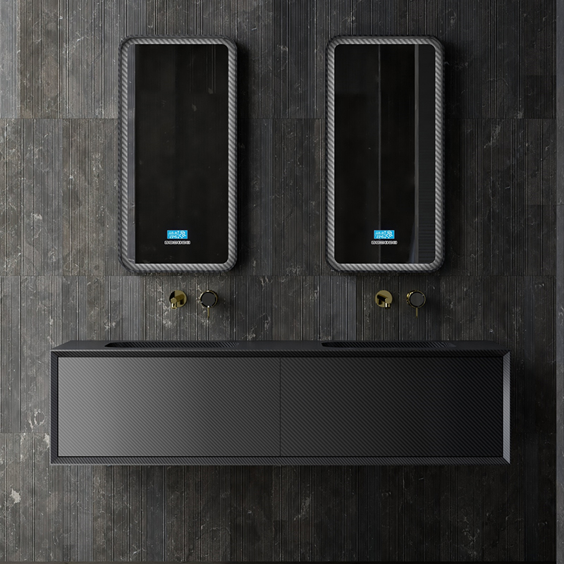 Hot Style Wholesale Carbon Fiber Wall Mounted Bathroom Vanity Unit with Double Sinks MC-V9962
