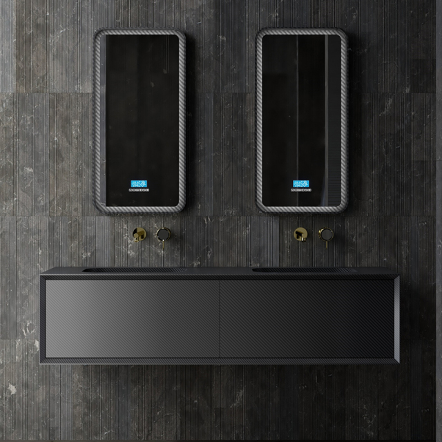 Hot Style Wholesale Carbon Fiber Wall Mounted Bathroom Vanity Unit with Double Sinks MC-V9962