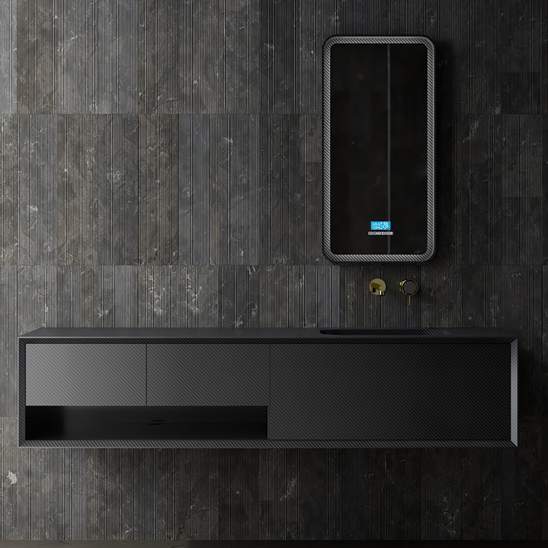 Factory Wholesale Carbon Fiber Wall Mounted Bathroom Vanity Unit MC-V9976