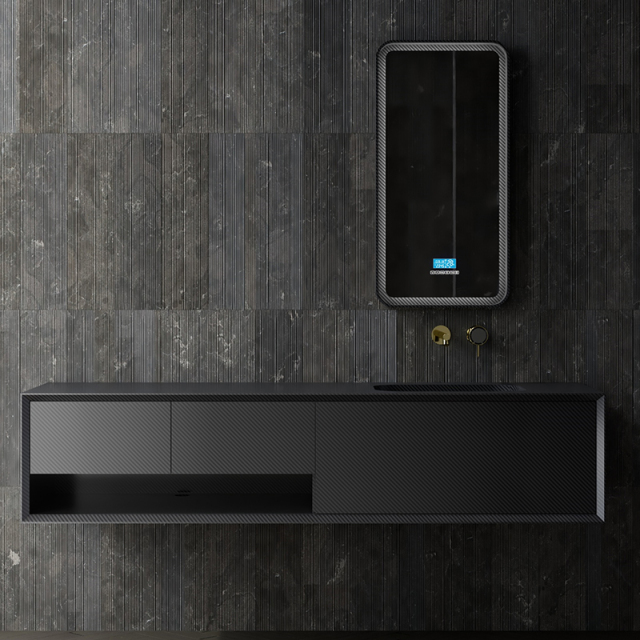 Factory Wholesale Carbon Fiber Wall Mounted Bathroom Vanity Unit MC-V9976