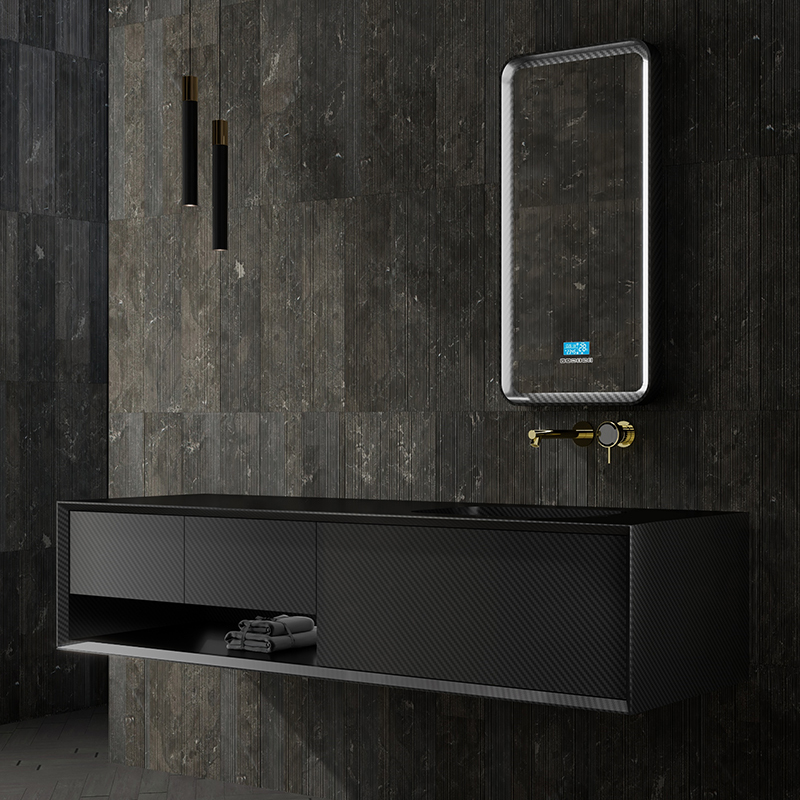 Factory Wholesale Carbon Fiber Wall Mounted Bathroom Vanity Unit MC-V9976