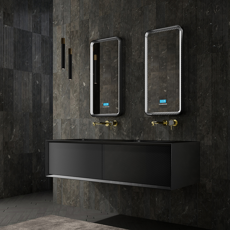 Hot Style Wholesale Carbon Fiber Wall Mounted Bathroom Vanity Unit with Double Sinks MC-V9962