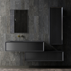 Factory Supply Quality Assurance Carbon Fiber Wall Mounted Bathroom Vanity Unit with Side Cabinet MC-V9969