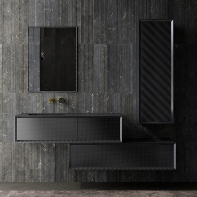 Factory Supply Quality Assurance Carbon Fiber Wall Mounted Bathroom Vanity Unit with Side Cabinet MC-V9969