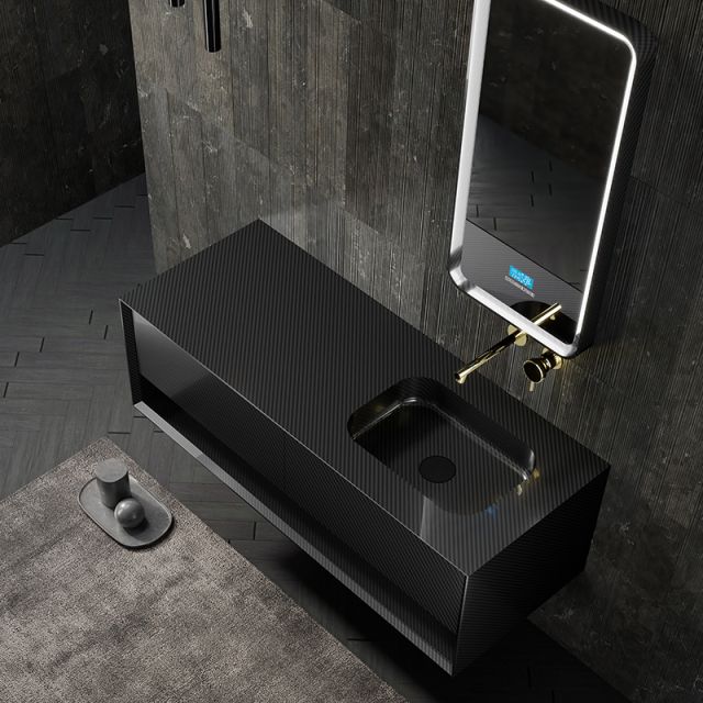 Wholesale Fashion Carbon Fiber Wall Mounted Bathroom Vanity Unit MC-V9963