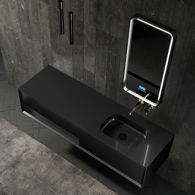 Factory Wholesale Carbon Fiber Wall Mounted Bathroom Vanity Unit MC-V9976
