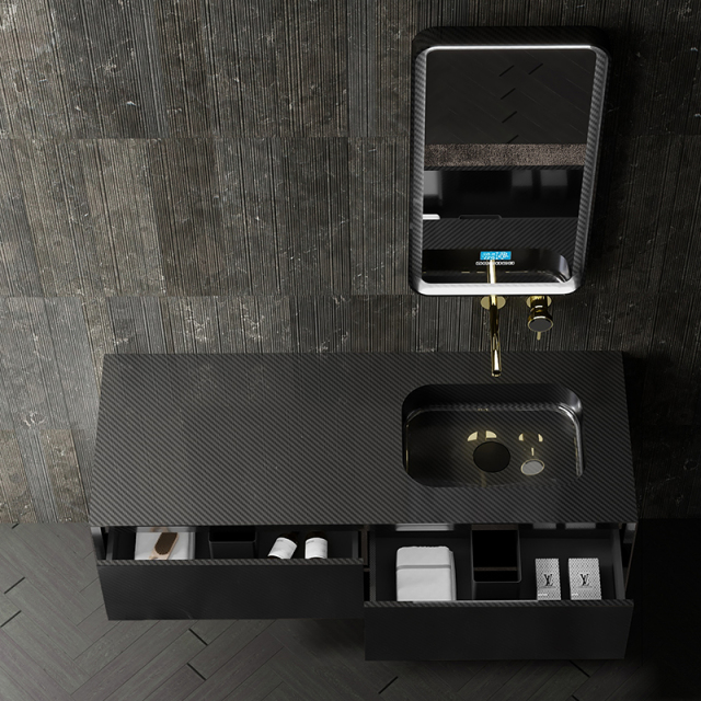 Wholesale Fashion Carbon Fiber Wall Mounted Bathroom Vanity Unit MC-V9963