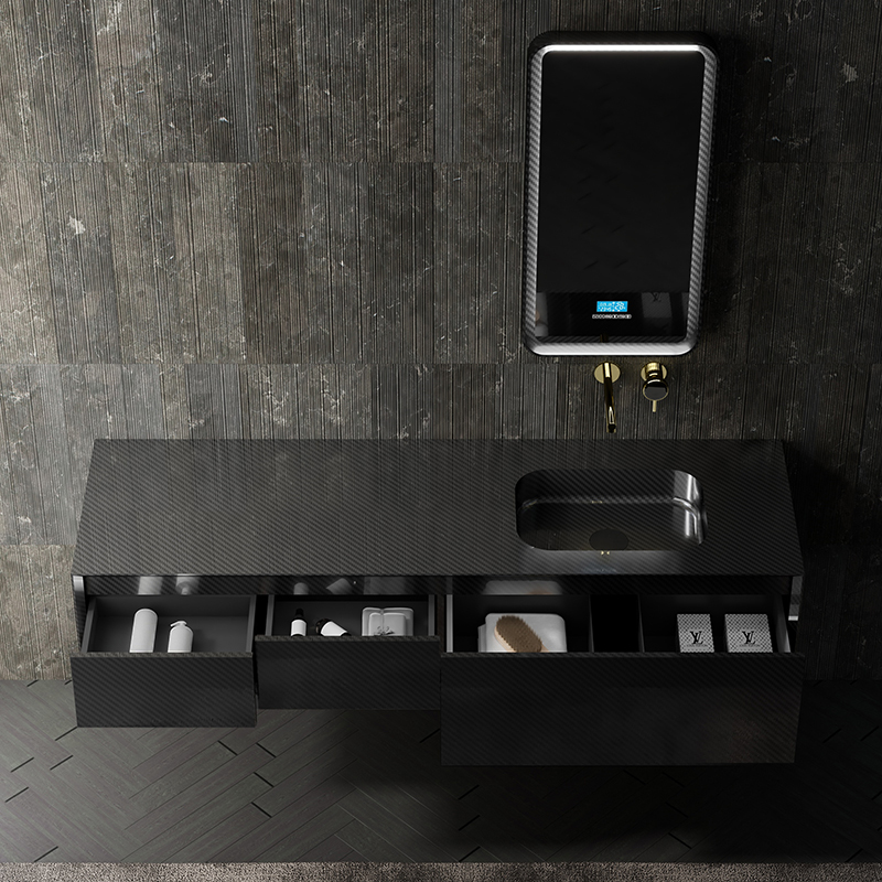Factory Wholesale Carbon Fiber Wall Mounted Bathroom Vanity Unit MC-V9976