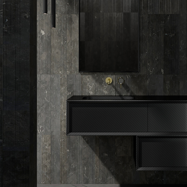 Factory Supply Quality Assurance Carbon Fiber Wall Mounted Bathroom Vanity Unit with Side Cabinet MC-V9969