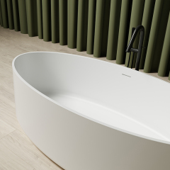 China Wholesale Factory Freestanding V Groove Solid Surface Silver Pattern Flunted Bathtub MR-88867