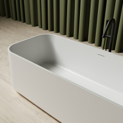 Quality Wholesale Unique Design Freestanding Solid Surface Silver Pattern Flunted Rectangular Bathtub MR-88862