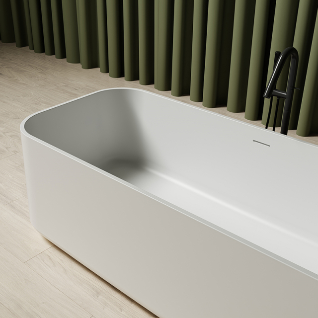Quality Wholesale Unique Design Freestanding Solid Surface Silver Pattern Flunted Rectangular Bathtub MR-88862