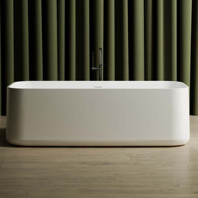 Quality Wholesale Unique Design Freestanding Solid Surface Silver Pattern Flunted Rectangular Bathtub MR-88862