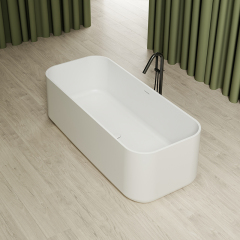 Quality Wholesale Unique Design Freestanding Solid Surface Silver Pattern Flunted Rectangular Bathtub MR-88862