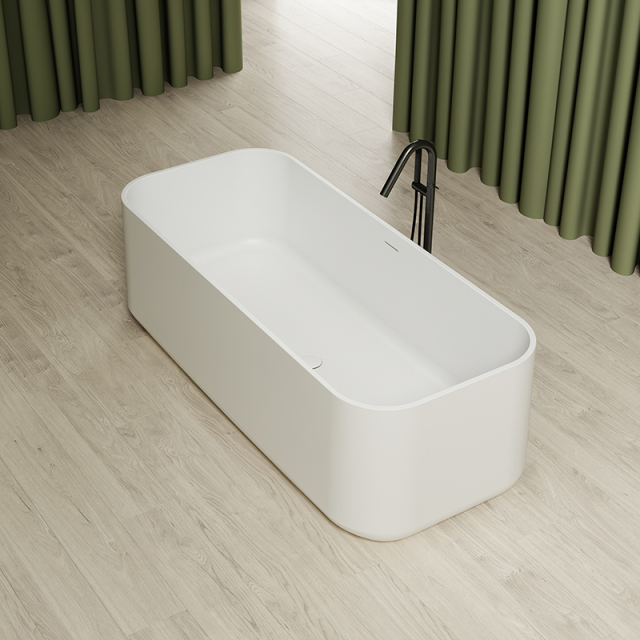 Quality Wholesale Unique Design Freestanding Solid Surface Silver Pattern Flunted Rectangular Bathtub MR-88862