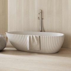Quality Wholesale Unique Design Freestanding Fluted Egg-shaped Solid Surface Bathtub MR-88875