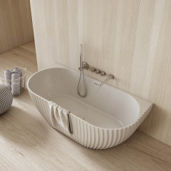 China Wholesale Factory Fluted Solid Surface Back to Wall Bathtub MR-88876