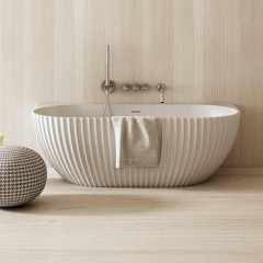 China Wholesale Factory Fluted Solid Surface Back to Wall Bathtub MR-88876
