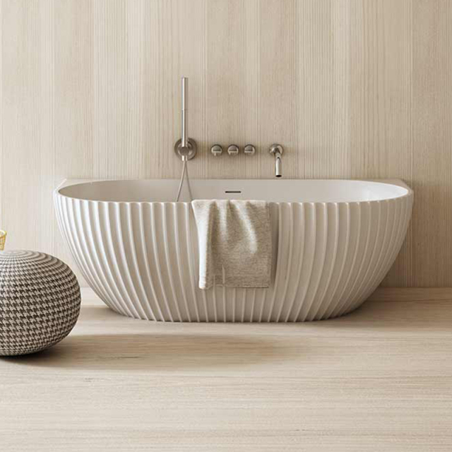 China Wholesale Factory Fluted Solid Surface Back to Wall Bathtub MR-88876