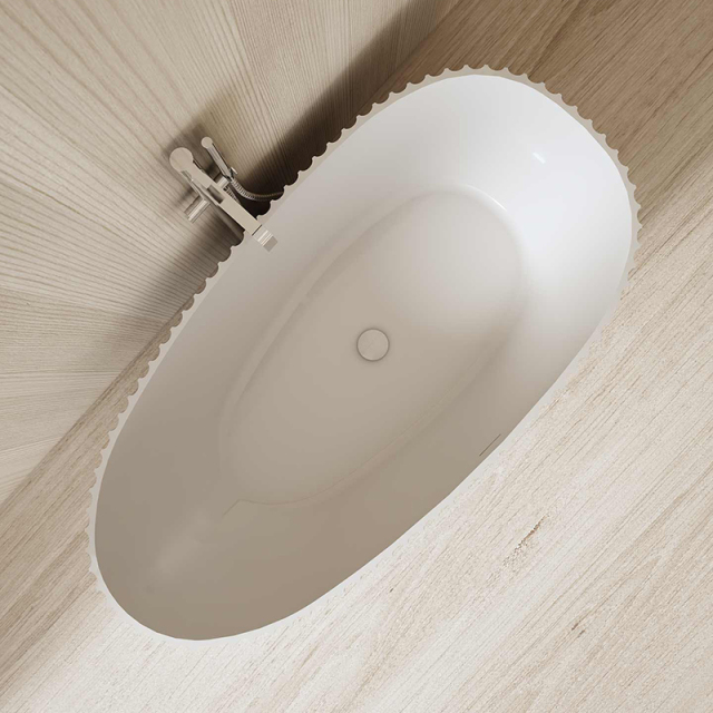 Quality Wholesale Unique Design Freestanding Fluted Egg-shaped Solid Surface Bathtub MR-88875