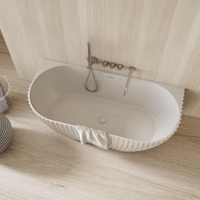China Wholesale Factory Fluted Solid Surface Back to Wall Bathtub MR-88876