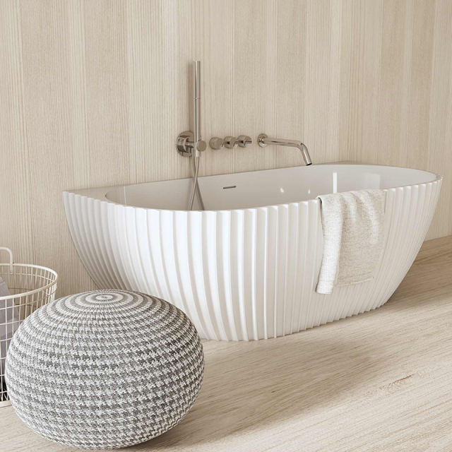 China Wholesale Factory Fluted Solid Surface Back to Wall Bathtub MR-88876