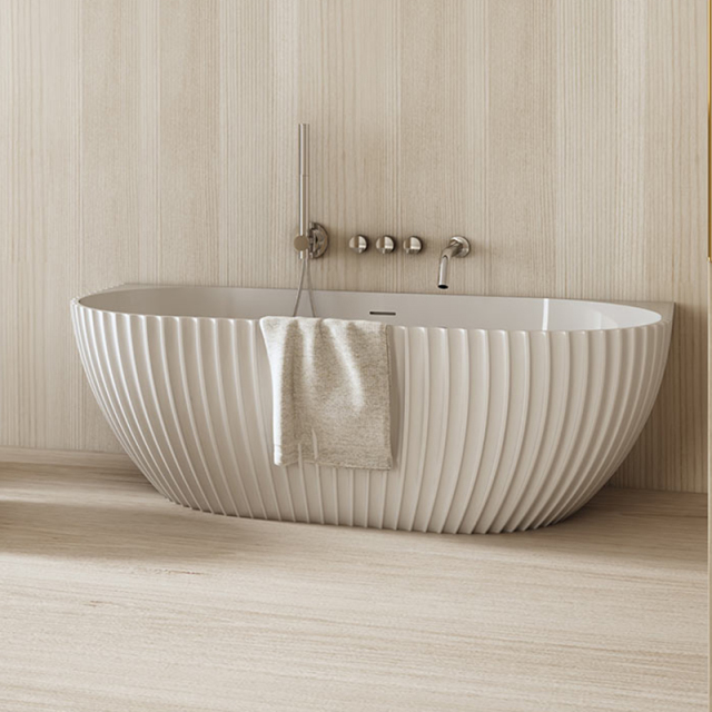 China Wholesale Factory Fluted Solid Surface Back to Wall Bathtub MR-88876