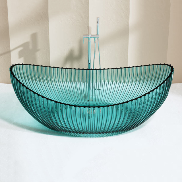 Wholesale High End Quality Moon Shape Fluted Freestanding Transparent Bathtub MR-T88878