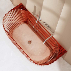 Hot Style Wholesale Freestanding Fluted Back to Wall Transparent Bathtub MR-T88876