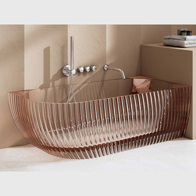 China Wholesale Factory Freestanding Fluted Transparent Back to Corner Bathtub MR-T88873