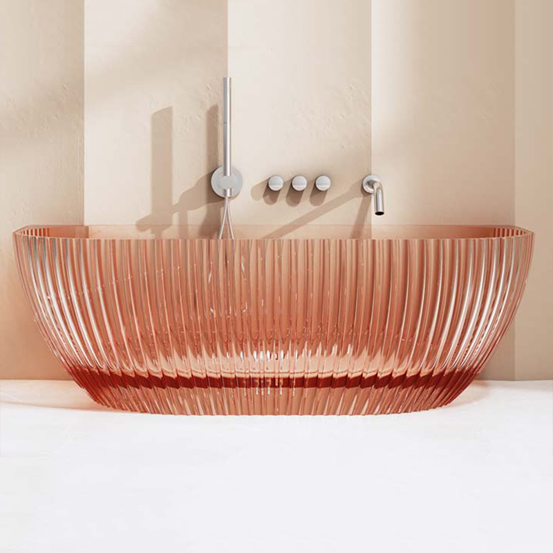 Hot Style Wholesale Freestanding Fluted Back to Wall Transparent Bathtub MR-T88876