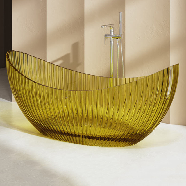 Wholesale High End Quality Moon Shape Fluted Freestanding Transparent Bathtub MR-T88878