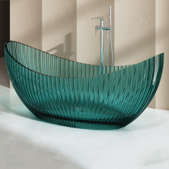Wholesale High End Quality Moon Shape Fluted Freestanding Transparent Bathtub MR-T88878