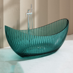 Wholesale High End Quality Moon Shape Fluted Freestanding Transparent Bathtub MR-T88878
