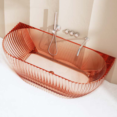 Hot Style Wholesale Freestanding Fluted Back to Wall Transparent Bathtub MR-T88876