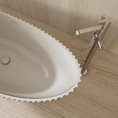 Wholesale Fashion Freestanding Moon-shaped Solid Surface Fluted Bathtub MR-88878