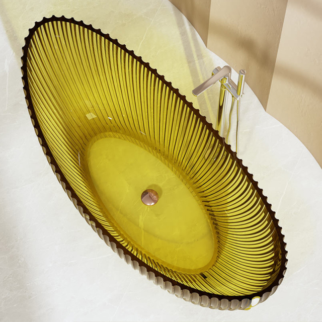 Wholesale High End Quality Moon Shape Fluted Freestanding Transparent Bathtub MR-T88878