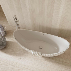 Wholesale Fashion Freestanding Moon-shaped Solid Surface Fluted Bathtub MR-88878