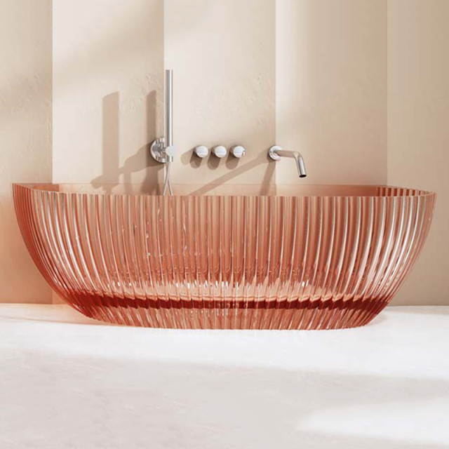 Hot Style Wholesale Freestanding Fluted Back to Wall Transparent Bathtub MR-T88876