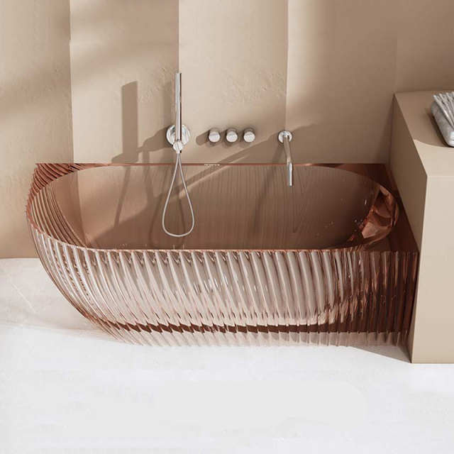 China Wholesale Factory Freestanding Fluted Transparent Back to Corner Bathtub MR-T88873