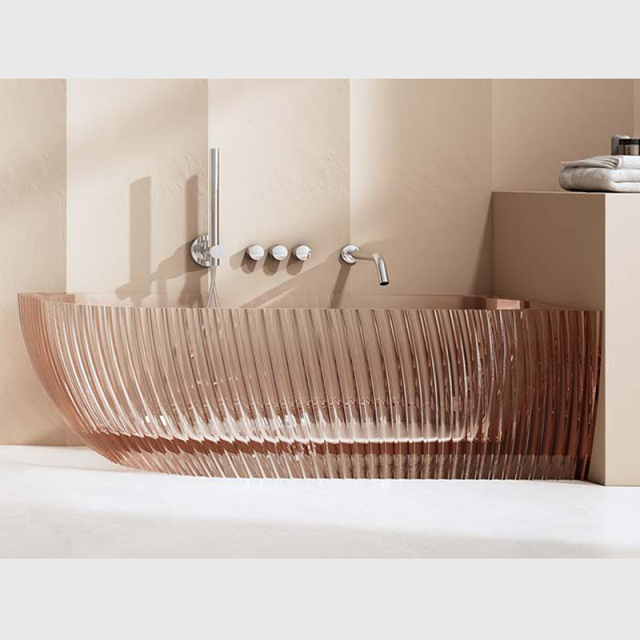 China Wholesale Factory Freestanding Fluted Transparent Back to Corner Bathtub MR-T88873