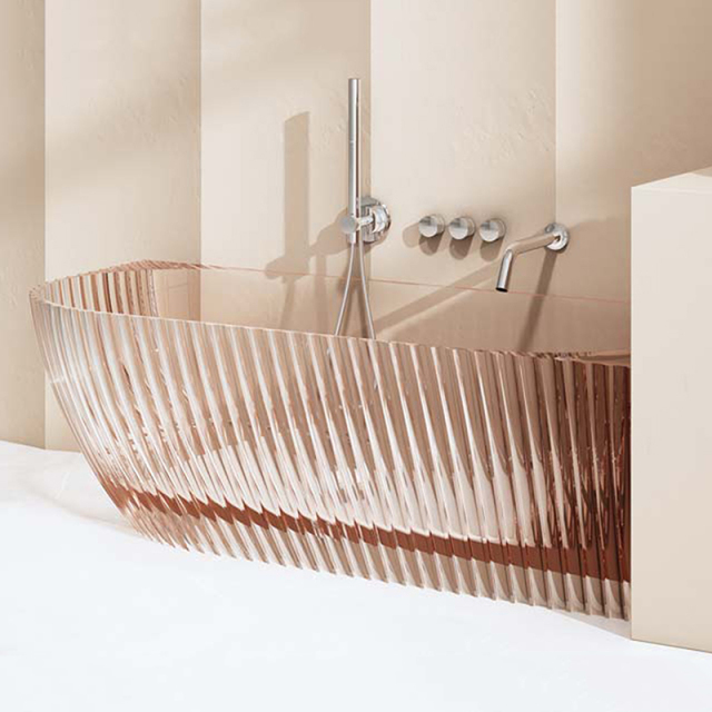 China Wholesale Factory Freestanding Fluted Transparent Back to Corner Bathtub MR-T88873