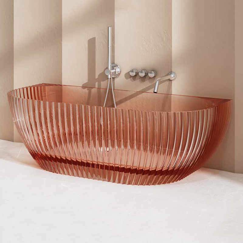 Hot Style Wholesale Freestanding Fluted Back to Wall Transparent Bathtub MR-T88876