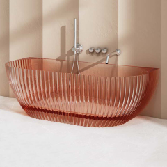 Hot Style Wholesale Freestanding Fluted Back to Wall Transparent Bathtub MR-T88876