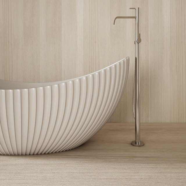 Wholesale Fashion Freestanding Moon-shaped Solid Surface Fluted Bathtub MR-88878